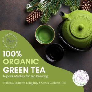 Green Tea Medley: Organic 4-Pack for Sipping or Jun Brewing
