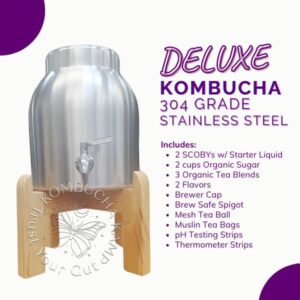 Stainless Steel Vessel & Stand with Deluxe Kombucha Tea Brewer Continuous Package
