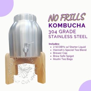Stainless Steel Vessel & Stand With Deluxe Kombucha Tea Brewer Continuous No Frills Package